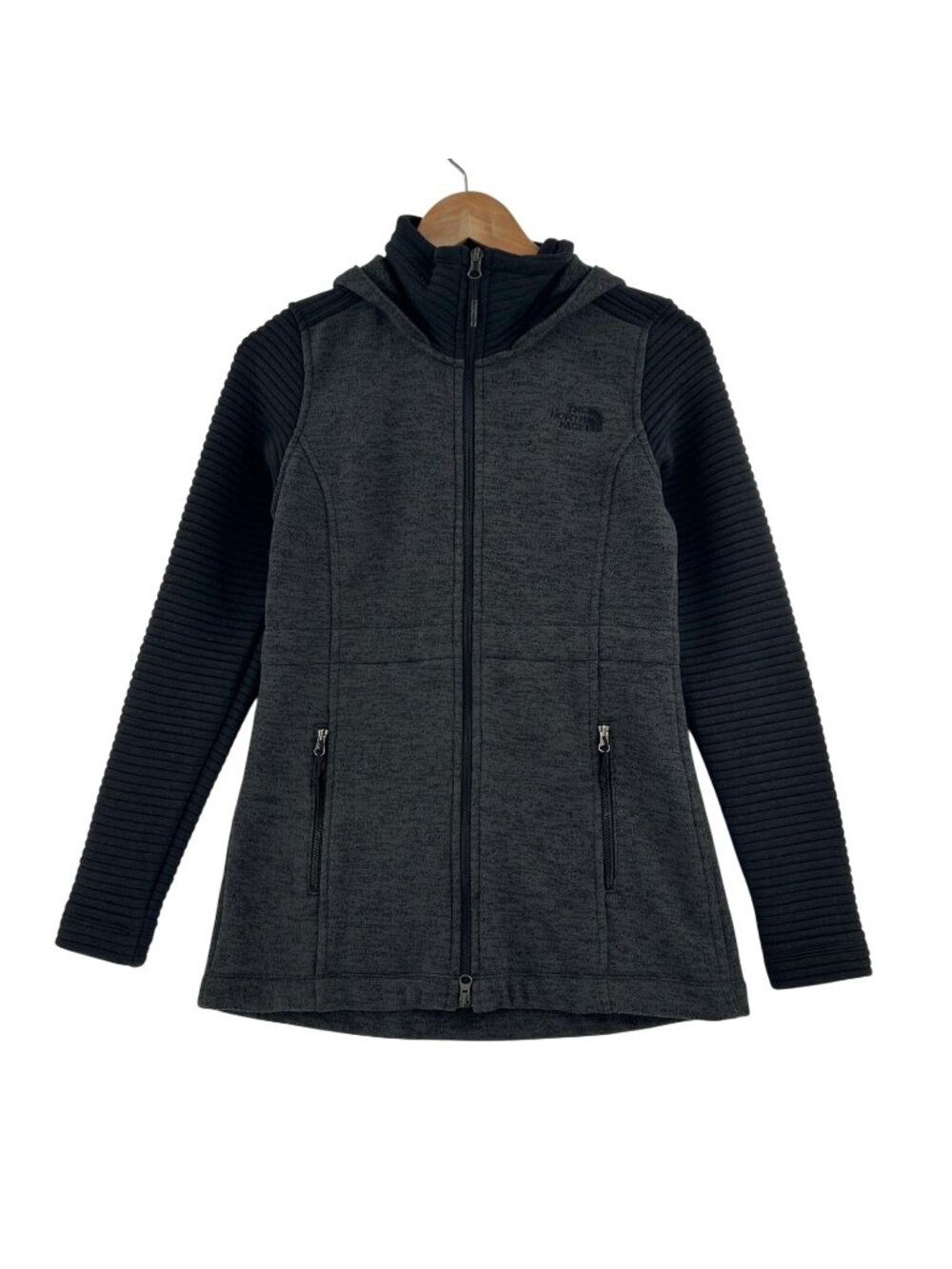 The North Face Parka Jacket Womens XS Full Zip Long Sleeve Hooded Ribbed Sleeves